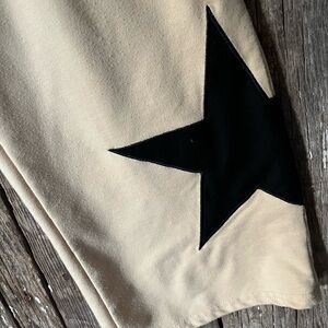 Beige Pants with Black Star Design & long sleeve tee bundle